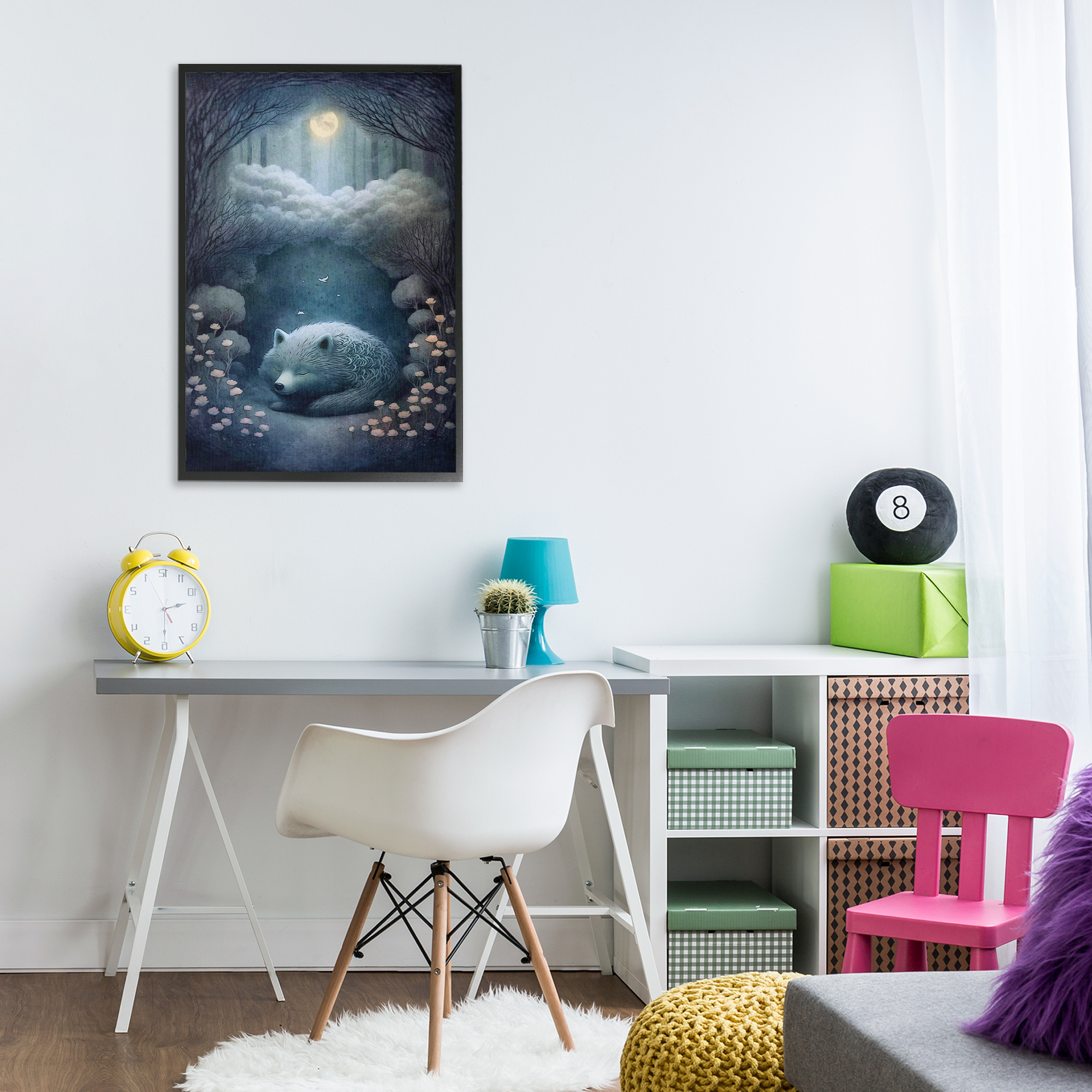 Stupell Industries Mystic White Wolf Landscape Painting Black Framed Art Print Wall Art, 20 x 30