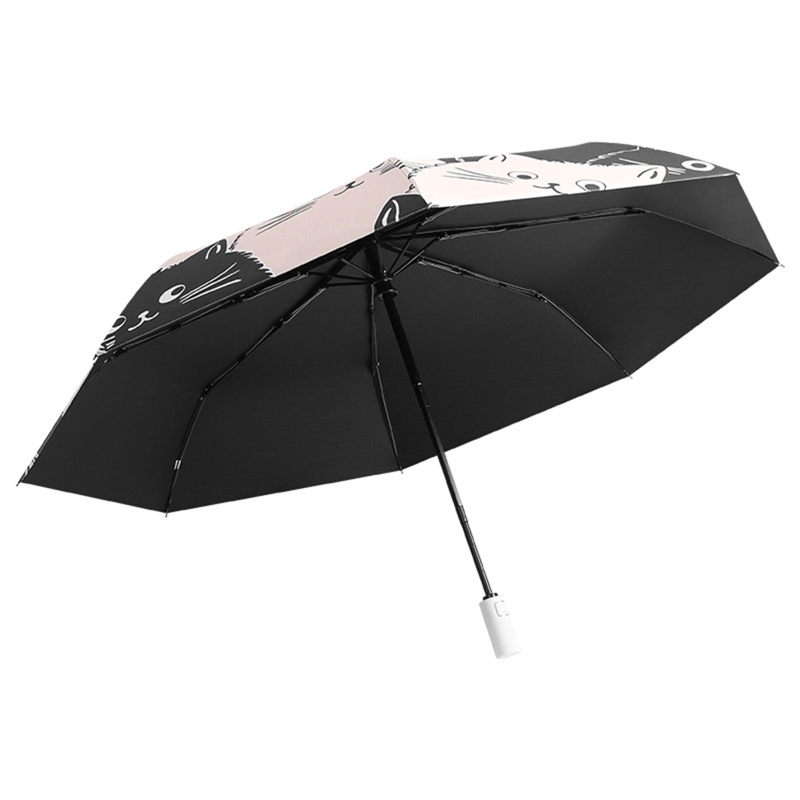 Cartoon Cats Umbrella 3 Folding Parasols Portable 8 Ribs Sunshades Umbrellas for Travel and Outdoor Activities