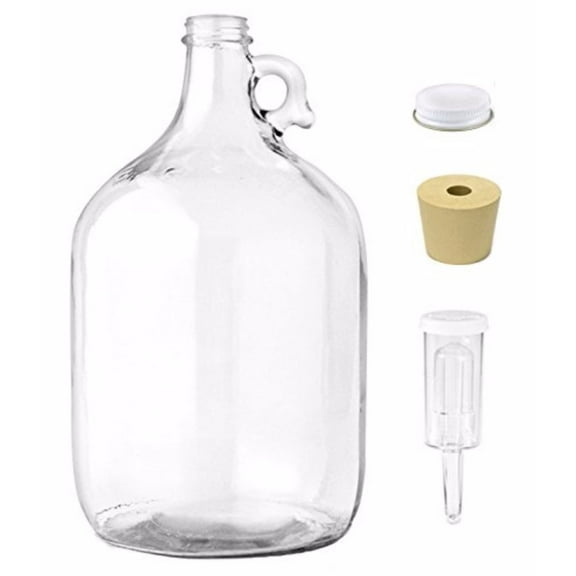 Home Brew Ohio One Gallon Glass Jug With Econolock, Metal Screw Cap, #6 Drill...