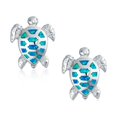 thumbnail image 2 of Bling Jewelry Womens Nautical Beach Vacation Opal Sea Turtle Stud Earrings Sterling Silver 13MM, 2 of 5