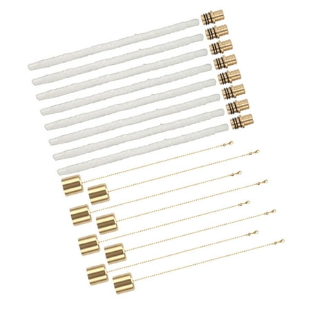 8Pack Wine Bottle Torch Kit Long Life Wicks Brass Wick Holders Caps for Garden Patio