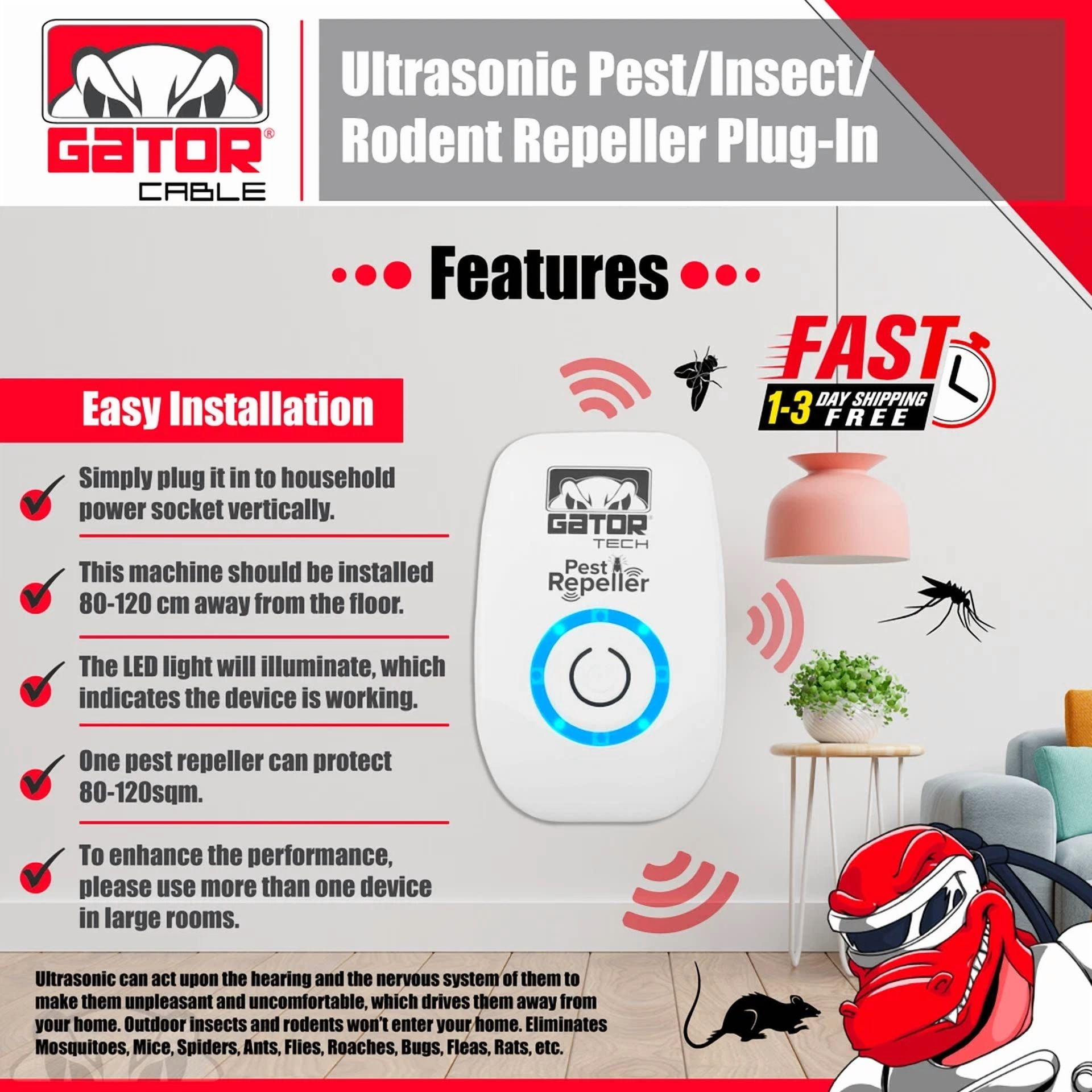 CRESTIN- Ultrasonic Pest Insect Rodent Repeller Electronic Plug-In Mice Rat Cockroach Bug