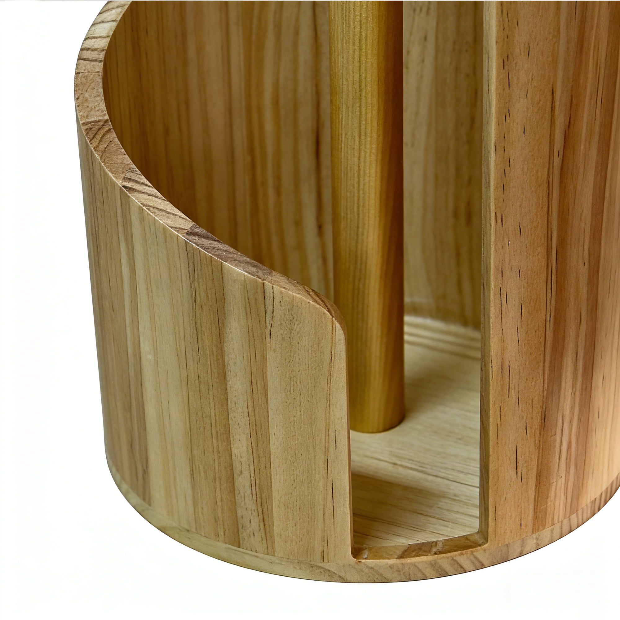 Standing Pine Wood Paper Towel Holder, 11.5" Countertop Dispenser Fits Jumbo Rolls, Modern Semi-Enclosed Design for One-Handed Tear, Brown/Natural/Black
