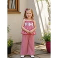 thumbnail image 6 of Loicainy Toddler Kids Girl Baseball Outfit 6 9 12 18 24 Months 2T 3T 4T 5T 6T Embroidered Plaid Tie Shoulder Ruffled Smocked Tops and Wide Leg Pants 2 Piece Clothes Set, 6 of 9