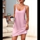 thumbnail image 5 of Camisones Sin Mangas para Mujer con Bolsillos, Tirantes Finos, Espalda Cruzada, Color Rosa, Talla M, 5 of 10
