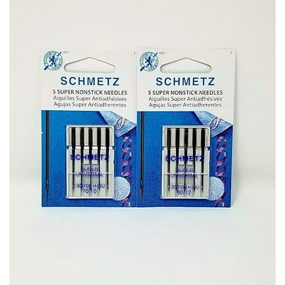 Teamwork SCHMETZ Super NONSTICK Needles (5 Needles per Package) ~ Includes 1 Pack of Each Size 70/10 & 80/12