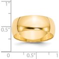 thumbnail image 4 of 14K Yellow Gold 14Ky 8mm Ltw Half Round Band Size 8.5 Made In United States hrl080-8.5, 4 of 6
