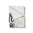 thumbnail image 2 of Live Laugh Love Soft Flannel Fleece Throw Blanket, Hand Lettering on Dotted Backdrop Inspirational Phrase, Cozy Plush for Indoor and Outdoor Use, 50" x 70", Black White Yellow, by Ambesonne, 2 of 6
