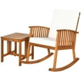 thumbnail image 4 of Gymax 2PCS Patio Wooden Rocking Chair Set Garden Outdoor w/ Coffee Table Cushion, 4 of 9