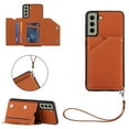 thumbnail image 2 of Dteck Wallet Phone Case for Samsung Galaxy S21 FE,Shockproof Luxury PU Leather Flip Back Card Slots Kickstand Slim Cover with Detachable Adjustable Lanyard.For Samsung Galaxy S21 FE,Brown, 2 of 6