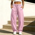 thumbnail image 3 of Evdexr Sweatpants for Women Solid Drawstring Elastic Waist Pants Barrel Baggy Wide Leg Comfy Trousers Trendy Comfortable Soft Joggers with Pockets Pink S, 3 of 6