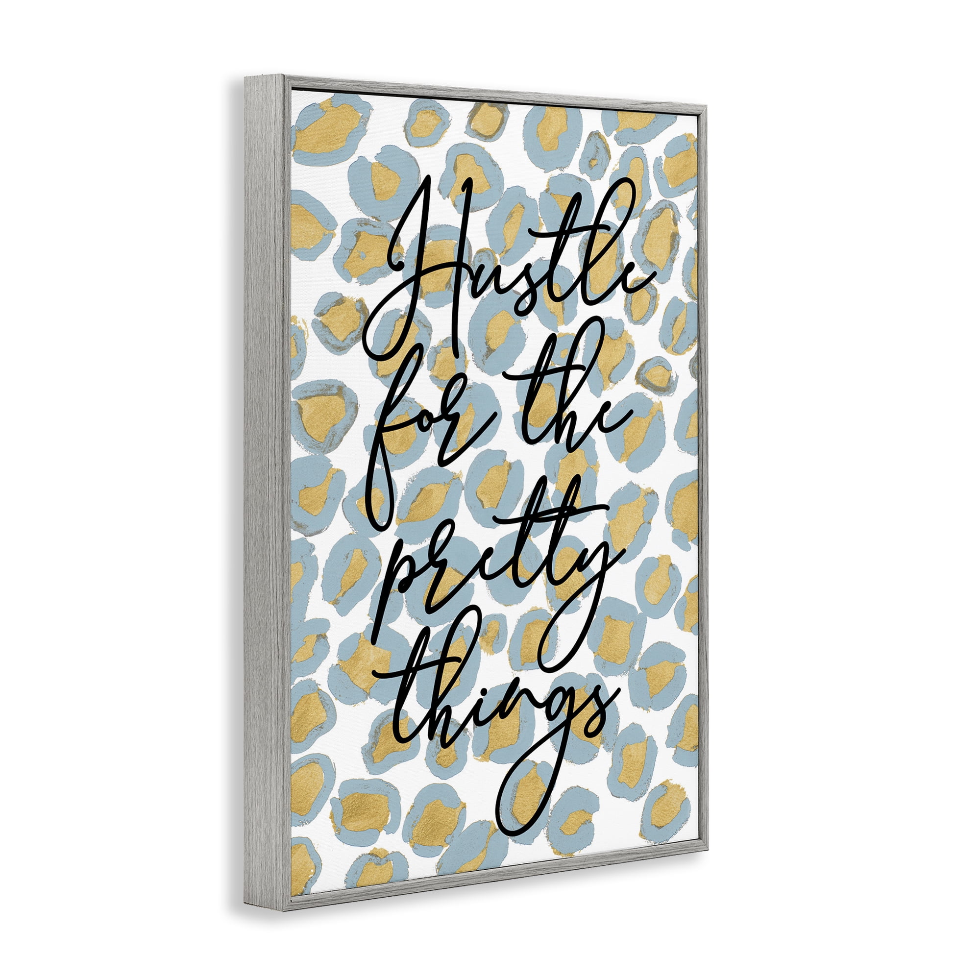 Stupell Industries Hustle For Pretty Things Typography Painting Gray Framed Art Print Wall Art, 16 x 24