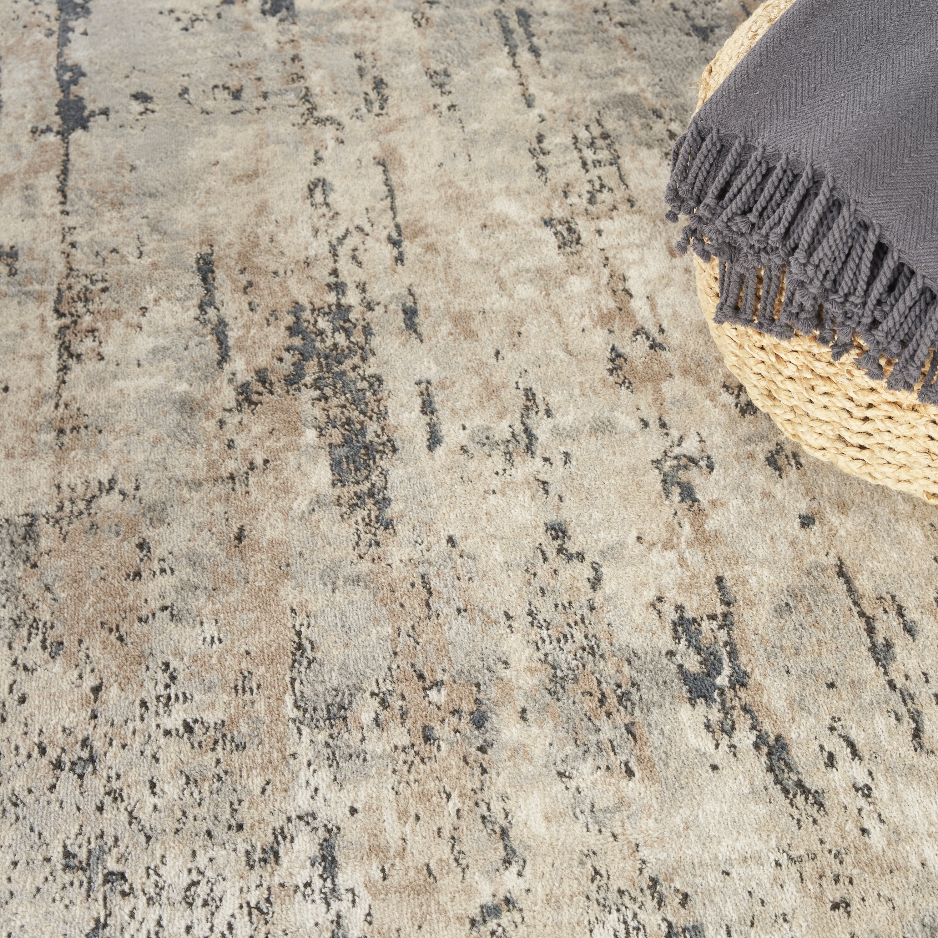 Nourison Concerto Rustic Beige/Grey 5'3" x 7'3" Area Rug, (5x7)