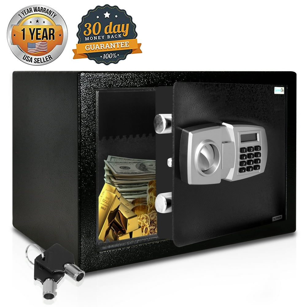 SereneLife Electronic Safe Box with Mechanical Override, Includes Keys