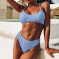 thumbnail image 2 of HAPIMO Rollbacks Women's 2 Peices Bathing Suit Cozy Wireless Bikini Bandeau Swimming Trunks Thong Split Bikini Swimsuit Blue M, 2 of 8
