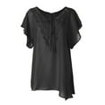 thumbnail image 6 of Womens Plus Size Tops Short Sleeve Fashion Casual V Neck Solid Print Lace Short Sleeve T Shirt Summer Plus Size Tops, 6 of 8