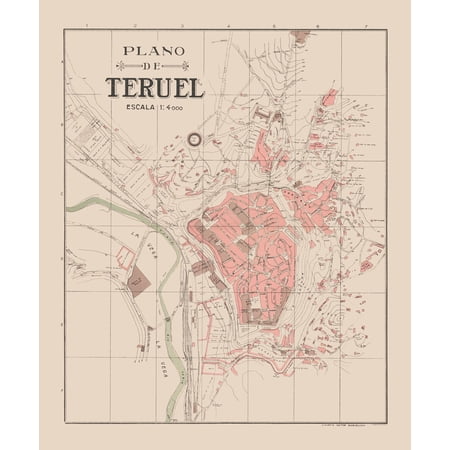 Historic Map - Teruel Spain - Martin 1911 - Vintage Wall Art
