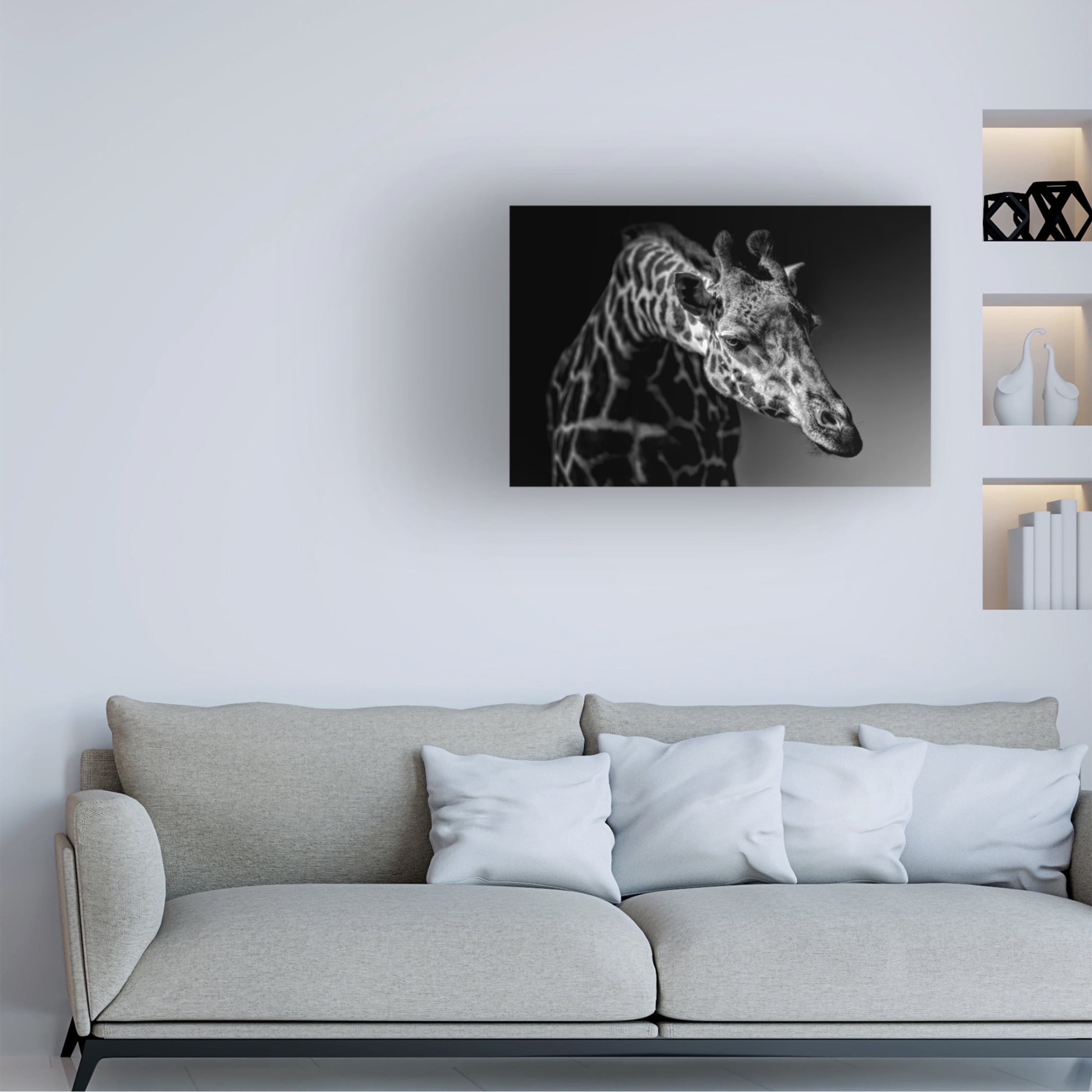 Canvas Wall Art - Alex Zhao 'Giraffe' Wall Art for Living Room, Bedroom, or Office Décor by Trademark Fine Art - 19 x 12 Inches