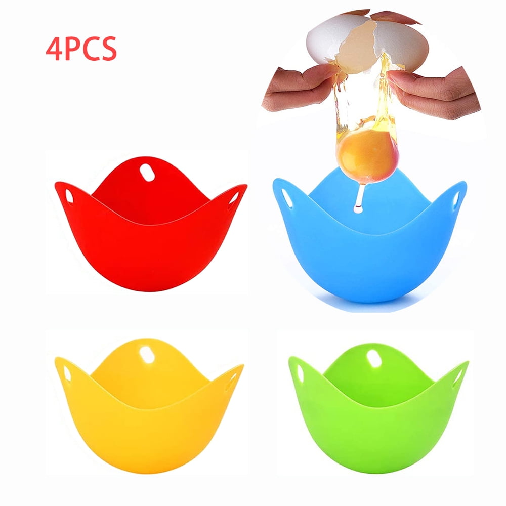 Dsseng Silicone Egg Poaching Cups with Ring Standers, For Microwave or