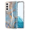 thumbnail image 1 of Orzero for Samsung Galaxy S22 5G Case, Glossy Soft Glitter Marble TPU Shockproof Bumper Scratch-Proof Skin Phone Cover, Blue Ocean Gold, 1 of 7