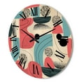 thumbnail image 3 of Designart 'Retro Shapes With Abstract Moons and Suns III' Modern Wood Wall Clock, 3 of 5