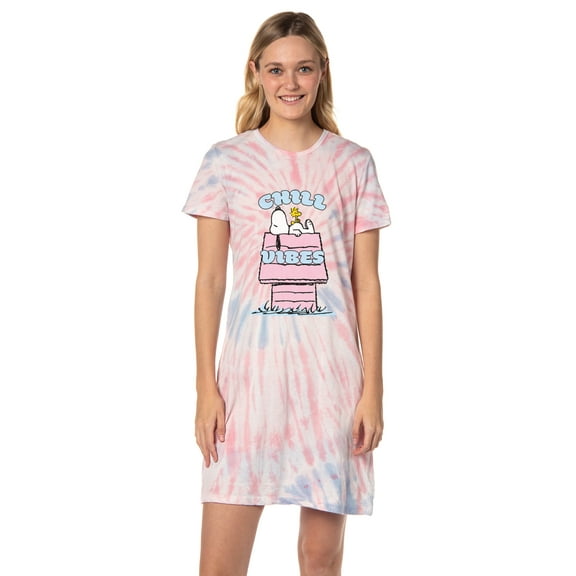 Peanuts Women's Snoopy Chill Vibes Nightgown Sleep Pajama Shirt For Adults