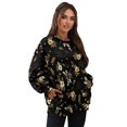 thumbnail image 7 of SCRAWLGOD Floral Bee Print Black Womens Oversized Sweatshirts Crewneck Long Sleeve Tops Polyester Cozy Pullover Fall Fashion Clothes with Pockets, 3XL, 7 of 7
