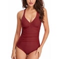 thumbnail image 3 of Csndyce Women's One Piece Swimsuits Sexy Criss Cross-Back V Neck Tummy Control Swimwear Female, 3 of 6