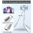 thumbnail image 4 of Trípode, palo de selfie para teléfonos móviles, soporte integrado de 60 pulgadas, control remoto inalámbrico integrado, portátil y escalable para iPhone y Android de 4 - 7 pulgadas, 4 of 7