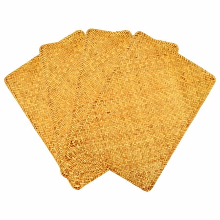 

Pack of 4 Natural Seagrass Place MatHand-Woven Rectangular Rattan Placemats Straw Tea Cup Mat Potholder