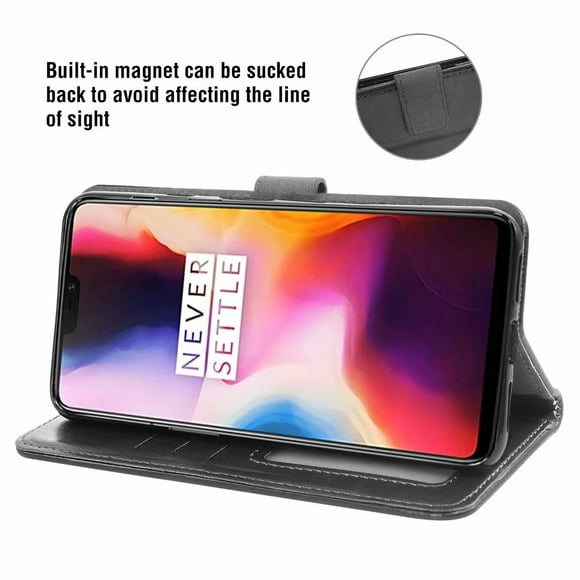 Étui de Téléphone Portable pour oneplus-6, Portefeuille en Cuir Premium, Fonction de Support à 3 Emplacements pour Cartes, Fermeture Magnétique