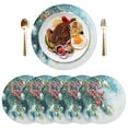 thumbnail image 5 of Ryvnso Christmas Berry Snowflakes Round Plate Mats Dining Table Placemat Set of 4 for Holiday Decoration, 5 of 7