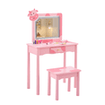 thumbnail image 5 of Hassch Small Vanity Desk with LED Lights and Mirror, 23.6 Inch Makeup Table with Stool, Dressing Table with Storage Drawer, Pink, 5 of 7