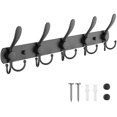 thumbnail image 1 of Perchero de pared triple negro, 5 robustos ganchos de acero inoxidable para colgar la capa, sombrero, monedero, llaves, albornoces para baño de entrada interior, 1 of 5
