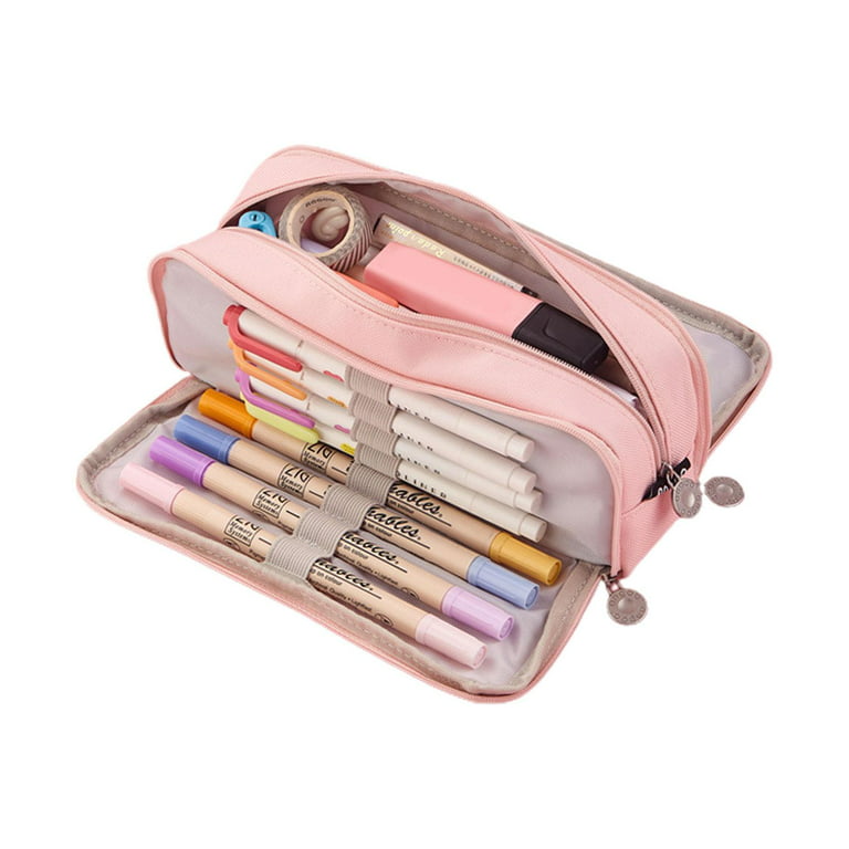 Angoo Double Sided Pen Bag Pencil Case Special Macaron Color Dual Canvas  Pocket Storage Bag Pouch Stationery School Travel A6899