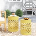 thumbnail image 3 of Oufan Outdoor Side Table Set of 2, Decorative Garden Stool for Patio Heavy Duty Metal Frame Accent Table Modern End Table, Yellow, 3 of 7