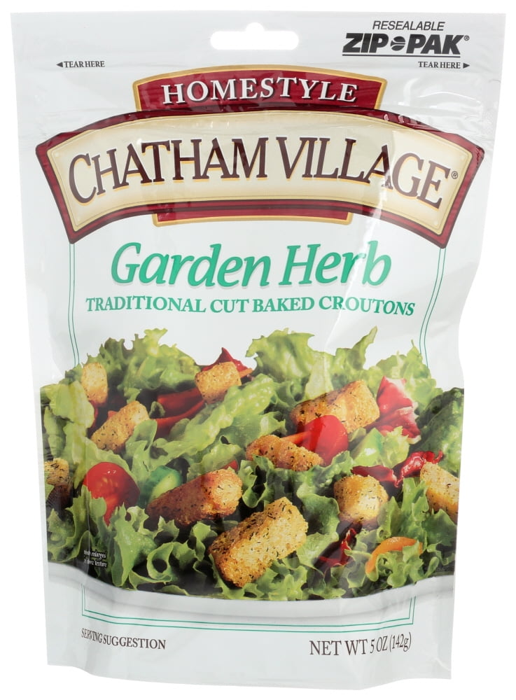 Chatham Village Salad Topping Croutons Garden Herb Traditional Cut, 5 oz