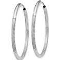 thumbnail image 3 of 14K White Gold 2mm Diamond-Cut Endless Hoop Earrings (30 X 30) Made In Peru xy1203, 3 of 6