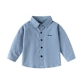 thumbnail image 2 of Boys Girls Shirts Spring Fall Fashion Casual Long Sleeve Button Down Lapel Collared Dress Shirt, 2 of 5