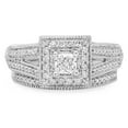 thumbnail image 3 of Dazzlingrock Collection 0.95 Carat (Ctw) 14K Princess & Round White Diamond Bridal Engagement Ring Set, White Gold, Size 7.5, 3 of 3