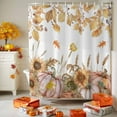 thumbnail image 3 of Shower Curtain 72"W x 96"L Fall Thanksgiving Watercolor Pink Pumpkins Sunflowers Leaves Fabric Shower Curtains Set with Hooks Water Repellent Bathroom Curtains Machine Washable Bathroom Accessories, 3 of 6