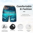 thumbnail image 3 of Rateoe Hawaiian Ship Dolphin Pattern Men’s Swim Shorts with Compression Liner – Double-Layered Quick-Dry Swimwear, Comfortable & Stretchy Beach Shorts-Medium, 3 of 6