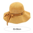 thumbnail image 6 of ruhuadgb Sun Hat Folding Sun Protection Knitted Wide Brim Ribbon Bow Women Beach Hat for Outdoor, 6 of 8