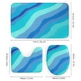thumbnail image 3 of Blue Wavy Abstract Art Shower Curtain Sets Non-Slip Rugs Bath Mat Toilet Cover U Shaped Mat 4 Pcs, 3 of 6
