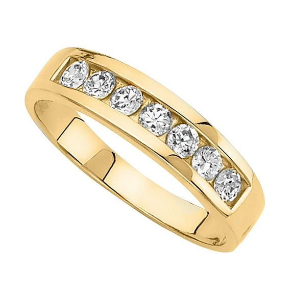 Precious Stars 14K Yellow Gold Cubic Zirconia 5-mm Men's Wedding Band