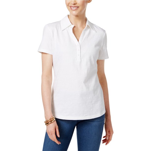 Karen Scott - Polo bordado para mujer, color blanco, extragrande Karen Scott Polo