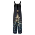 thumbnail image 5 of Womens Christmas Print Wide Leg Jumpsuit Adjustable Strap Sleeveless Overalls with Pockets S, 5 of 7