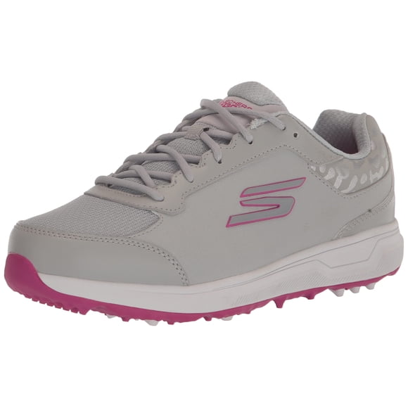 Skechers Women's Prime Relaxed Fit Spikeless Golf Shoe Sneaker, Gray/Pink, 7.5