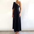 thumbnail image 4 of Qiopertar Robe d'Été Mode Femme Couleur Unie Taille Sans Manches Col Asymétrique Liquidation Livraison Gratuite à Moins de 5$ jusqu'à 90 % de Réduction, 4 of 9