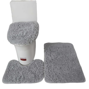 AUQ Bathroom Rugs,Soft Modern Minimalist 3 Piece Bathroom Rug Set,Comfortable Non-Slip Bath Mats for Home Use,Gray